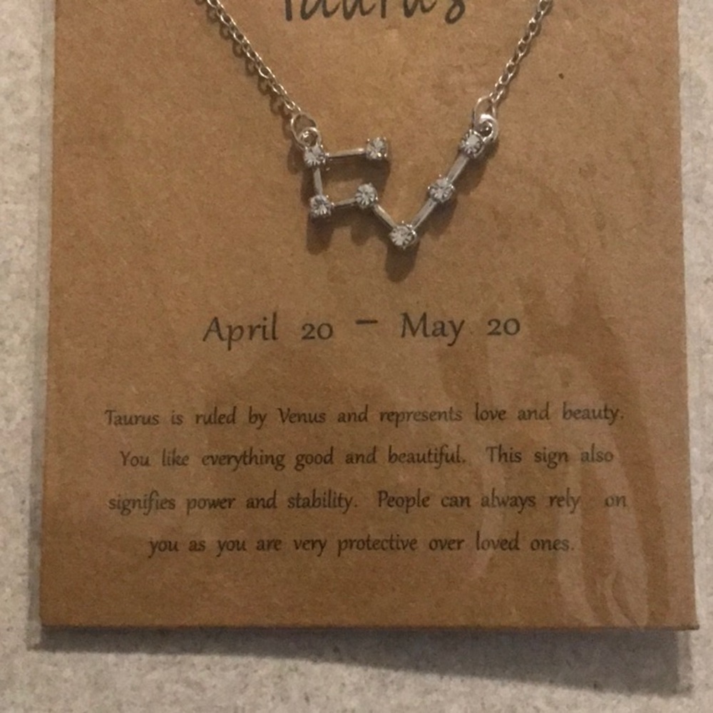 Taurus Zodiac Constellation Necklace, Silver tone - Picture 3 of 3